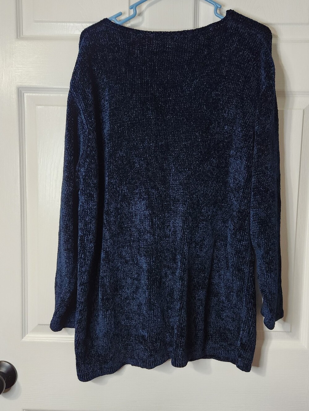 August Silk Deep Navy Chenille V-Neck Button Front Long Sleeve Cardigan, Size 1X - Picture 5 of 7